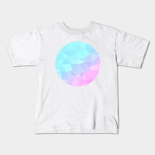 Light Pastel Blue and Pink Abstract Geometric Circle Kids T-Shirt